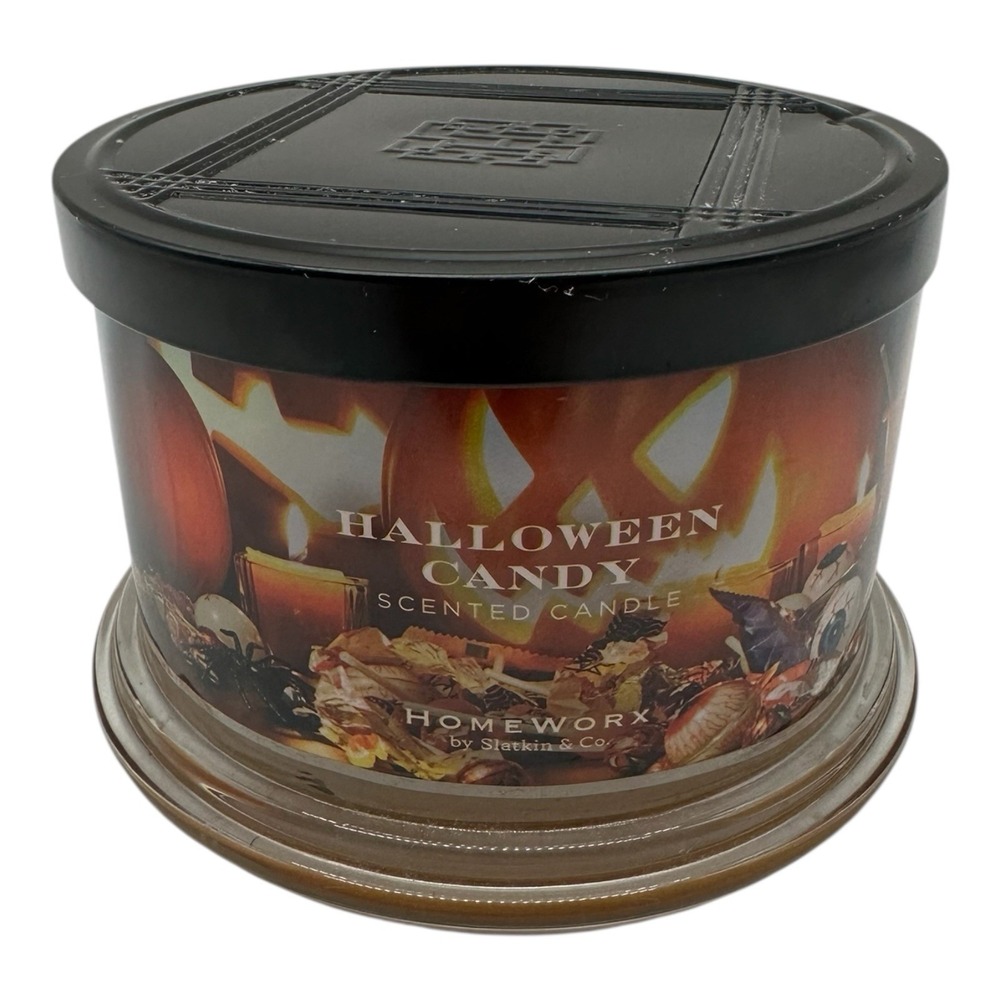 Homeworx by Slatkin‎ & Co Halloween Candy Candle 4 Wick 18 oz Glass Jar